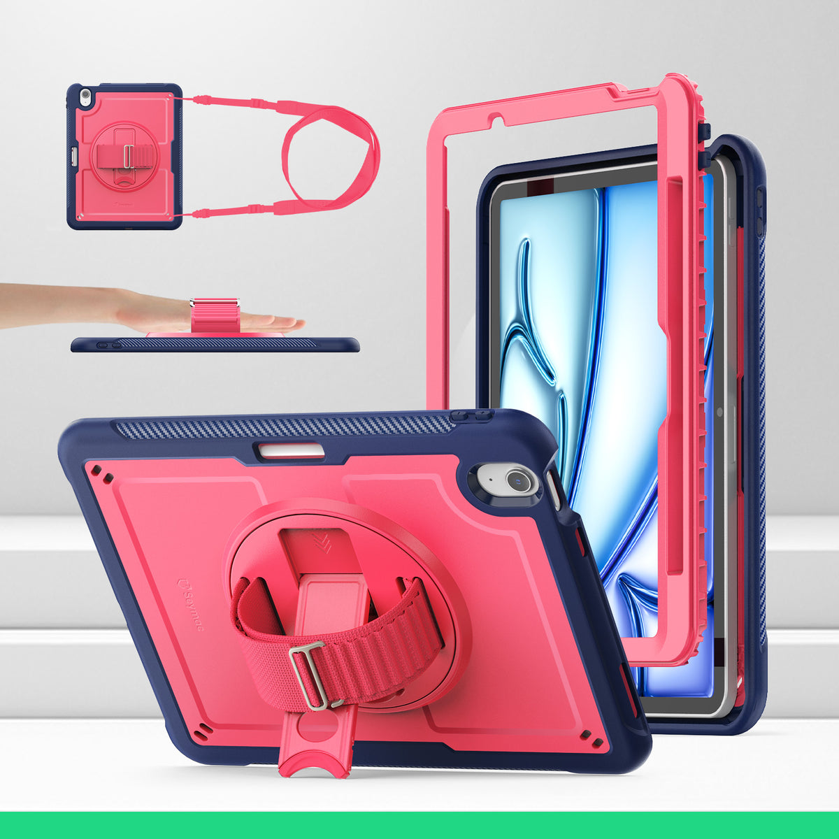 SEYMAC iPad Air 11 Inch Case (M2/M3) (2024/2025)-TPU-S Series-Dark Coral-SEYMAC