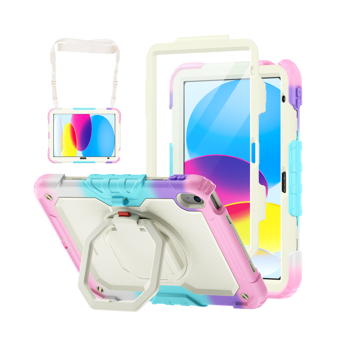 iPad (A16) 11th/10th Gen 11/10.9 Inch Rugged Case with 360° Rotating Hand Grip