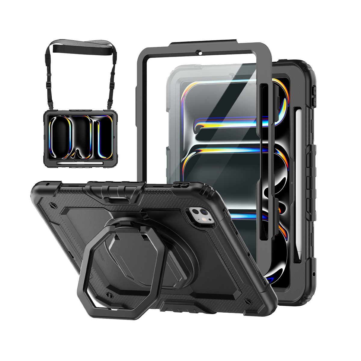 iPad Pro 11 Inch (M5/M4) Rugged Case with 360° Rotating Hand Grip