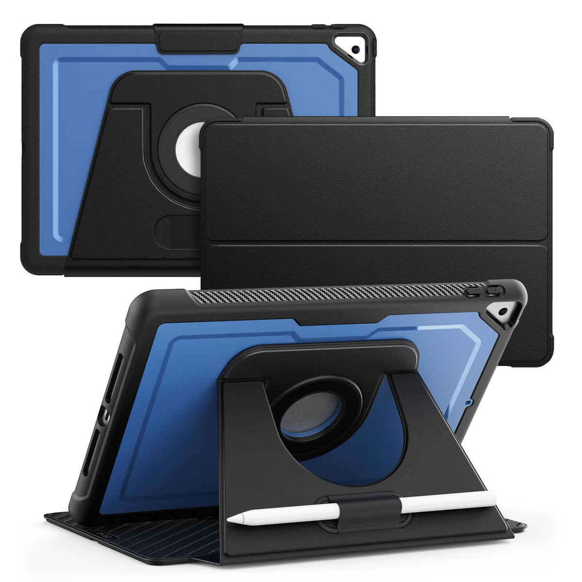 SEYMAC iPad Air 3rd Gen 10.5 Inch Case (2019) in blue and black with multi-angle stand and detachable cover.