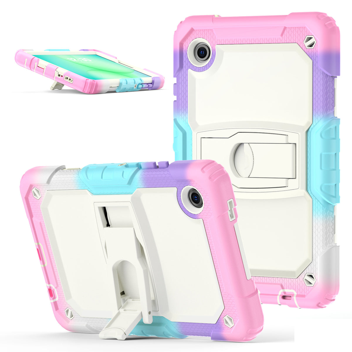 SEYMAC Galaxy Tab A11 8.7 Inch Case (2025) in pink and blue with kickstand for Samsung Galaxy Tab A11.