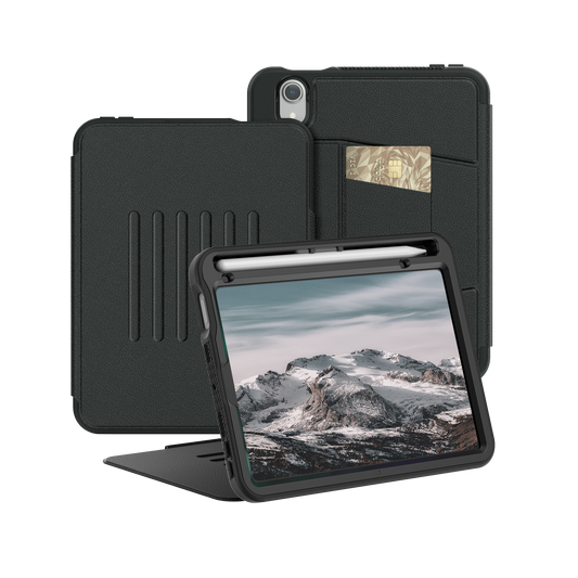 SEYMAC iPad Mini A17 Pro/6th Gen 8.3 Inch Case (2024&2021)-Leather-C Series-Black-SEYMAC