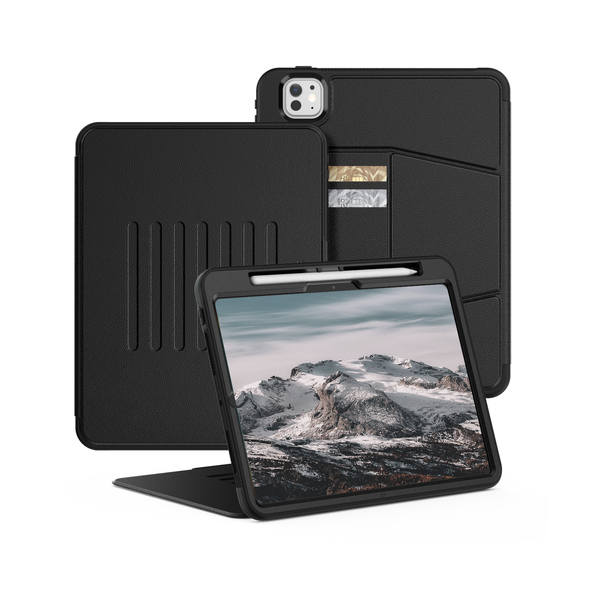 SEYMAC iPad Pro 11 Inch Case (M4) (2024)-Leather-C Series-Black-SEYMAC