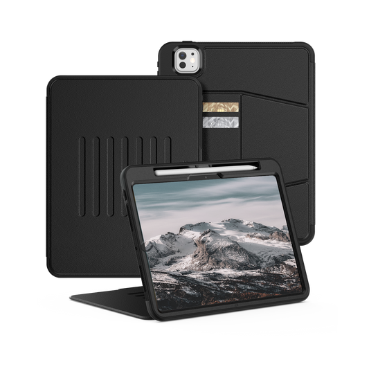 SEYMAC iPad Pro 11 Inch Case (M4) (2024)-Leather-C Series-Black-SEYMAC