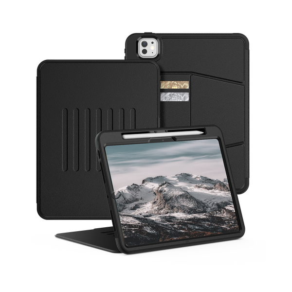 SEYMAC iPad Pro 11 Inch Case (M4) (2024)-Leather-C Series-Black-SEYMAC