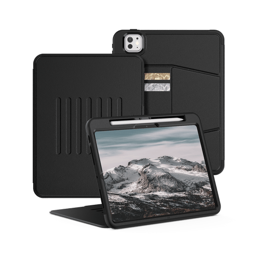 SEYMAC iPad Pro 13 Inch Case (M4) (2024)-Leather-C Series-Black-SEYMAC