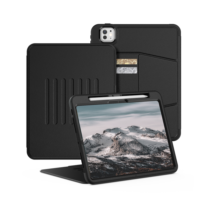 SEYMAC iPad Pro 13 Inch Case (M4) (2024)-Leather-C Series-Black-SEYMAC