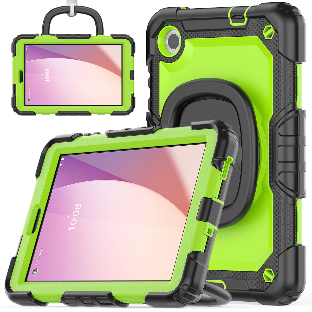 SEYMAC Lenovo Tab M8 (4th Gen) 8 Inch Case with built-in screen protector and 360° rotating handle grip.
