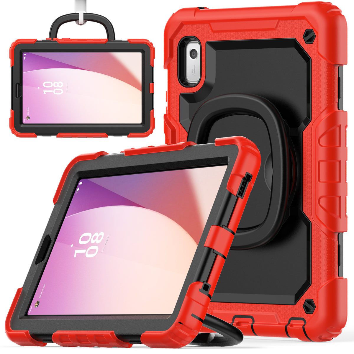 Seymac Lenovo Tab M9 9 Inch Case (2023) shown with 360° rotating handle grip and built-in screen protector.