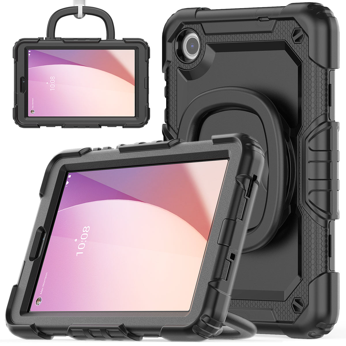 SEYMAC Lenovo Tab M8 (4th Gen) 8 Inch Case with rotating handle grip and screen protection.