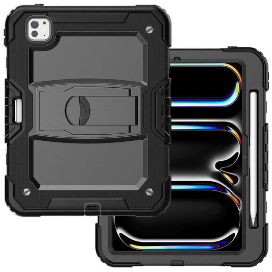 SEYMAC iPad Pro 13 Inch Case (M5/M4) featuring built-in kickstand and stylus holder, durable PC and silicone design.