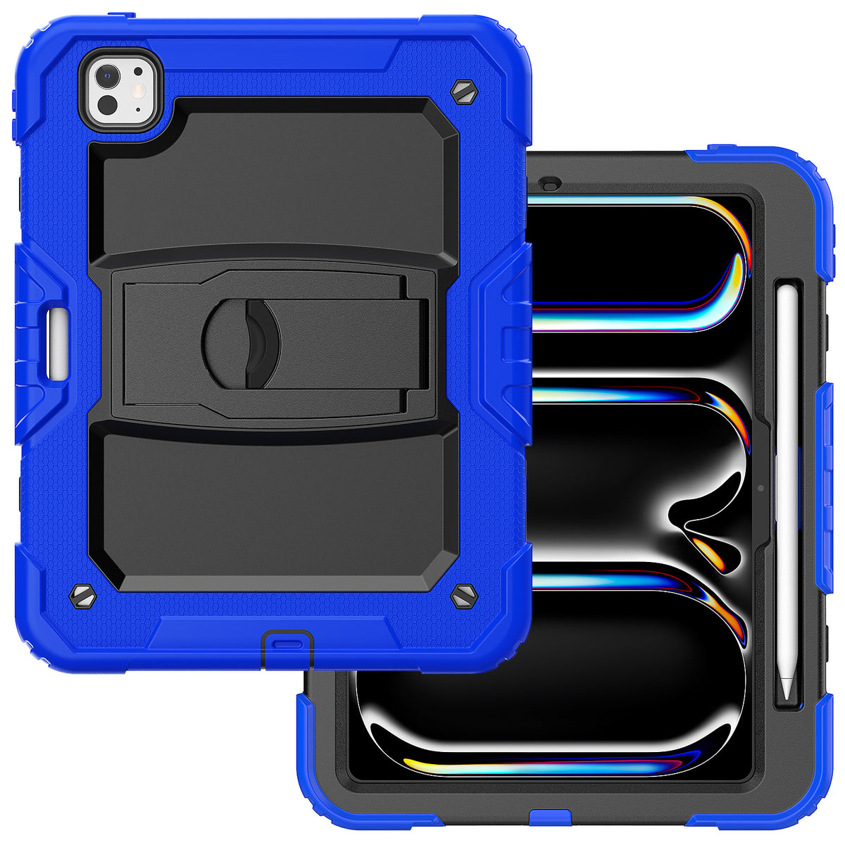 SEYMAC iPad Pro 13 Inch Case (M5/M4) in blue with built-in kickstand and stylus holder