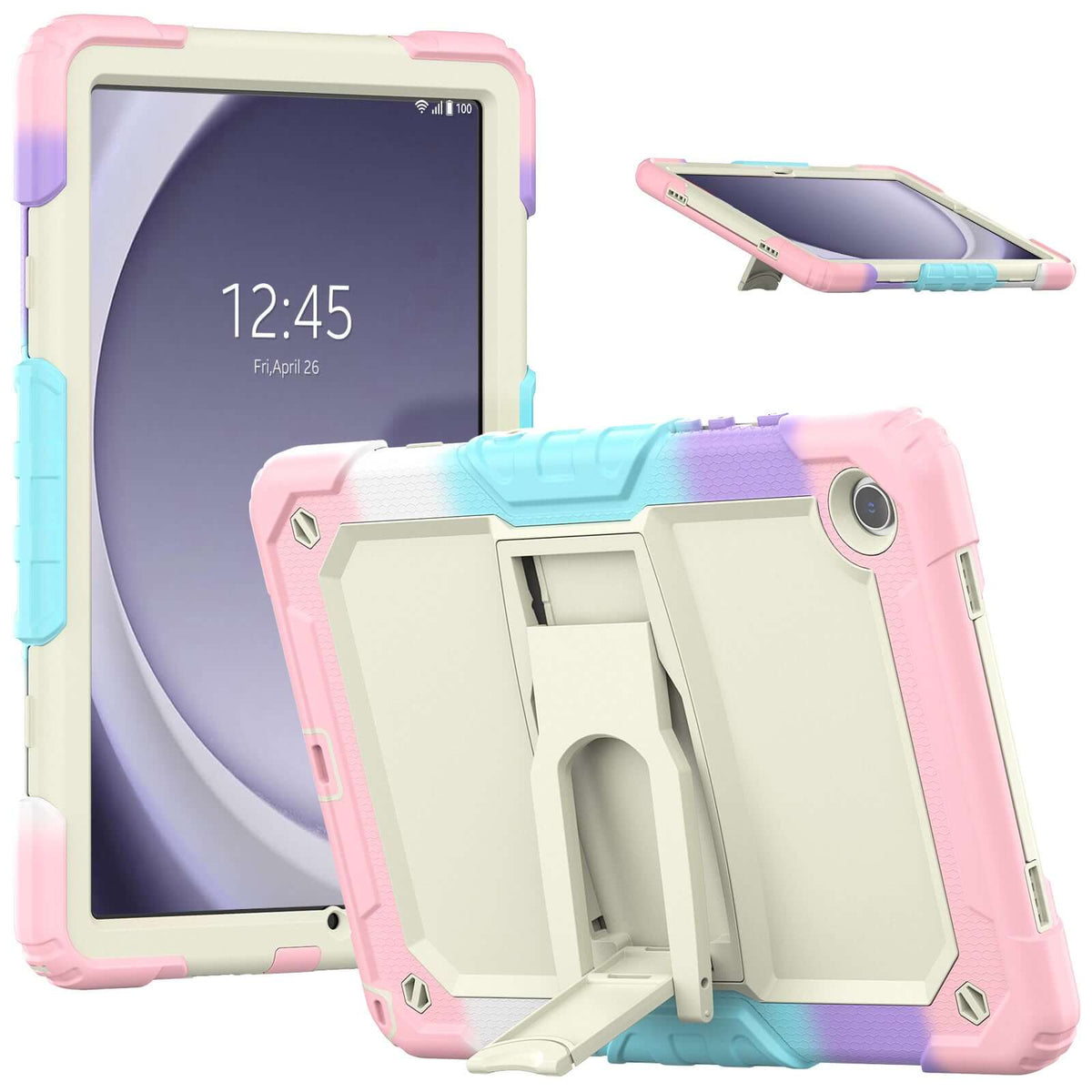 SEYMAC Galaxy Tab A9 Plus 11 Inch Case (2023)-Silicone-K Series-Rainbow Pink