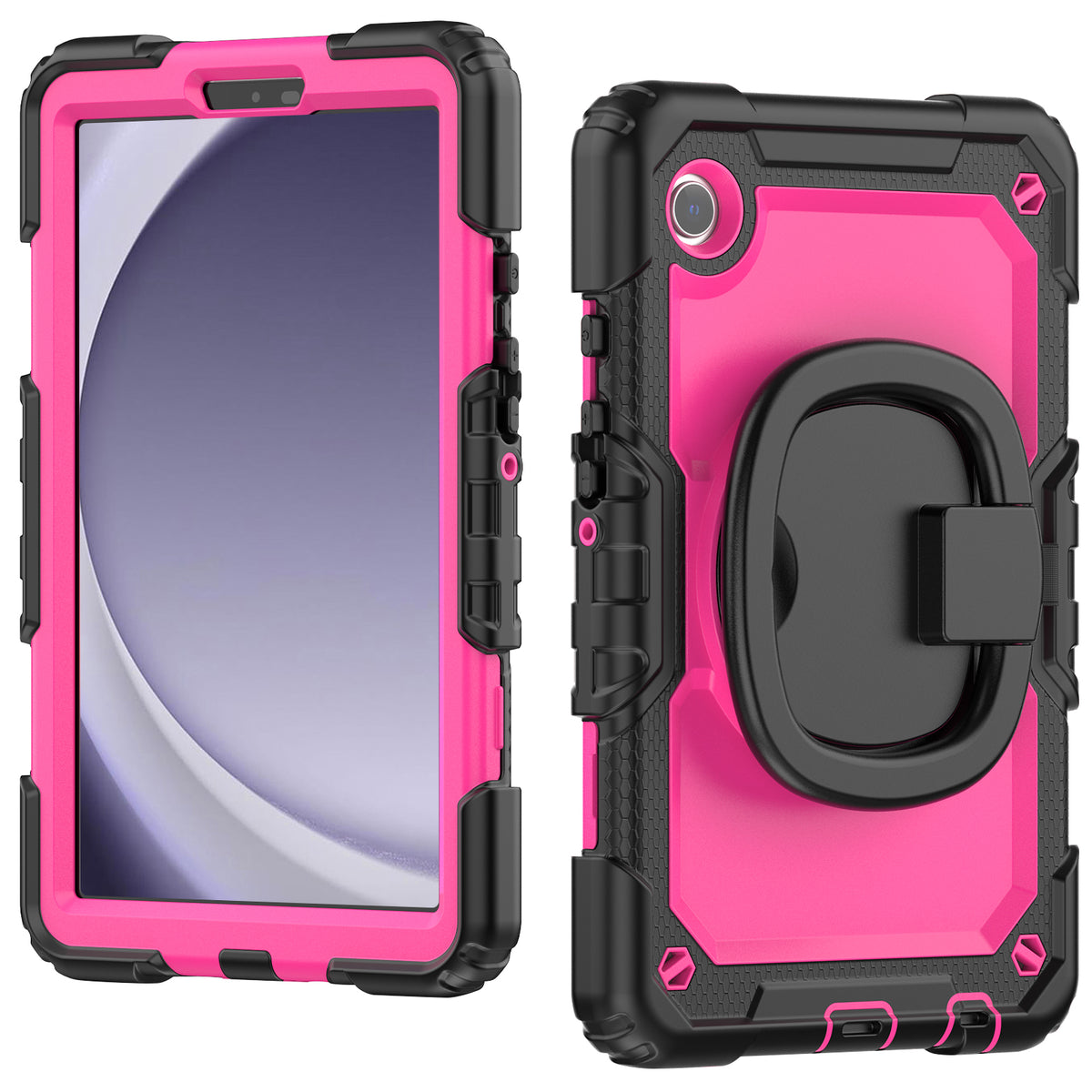 SEYMAC Galaxy Tab A11 8.7 Inch Case (2025) - Durable pink and black case with rotating grip.