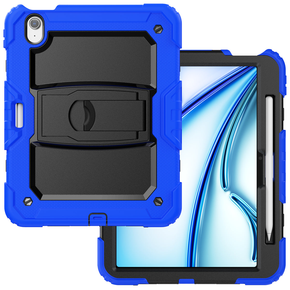 SEYMAC iPad Air 13 Inch Case (M2/M3) (2024/2025) in blue with kickstand and stylus holder