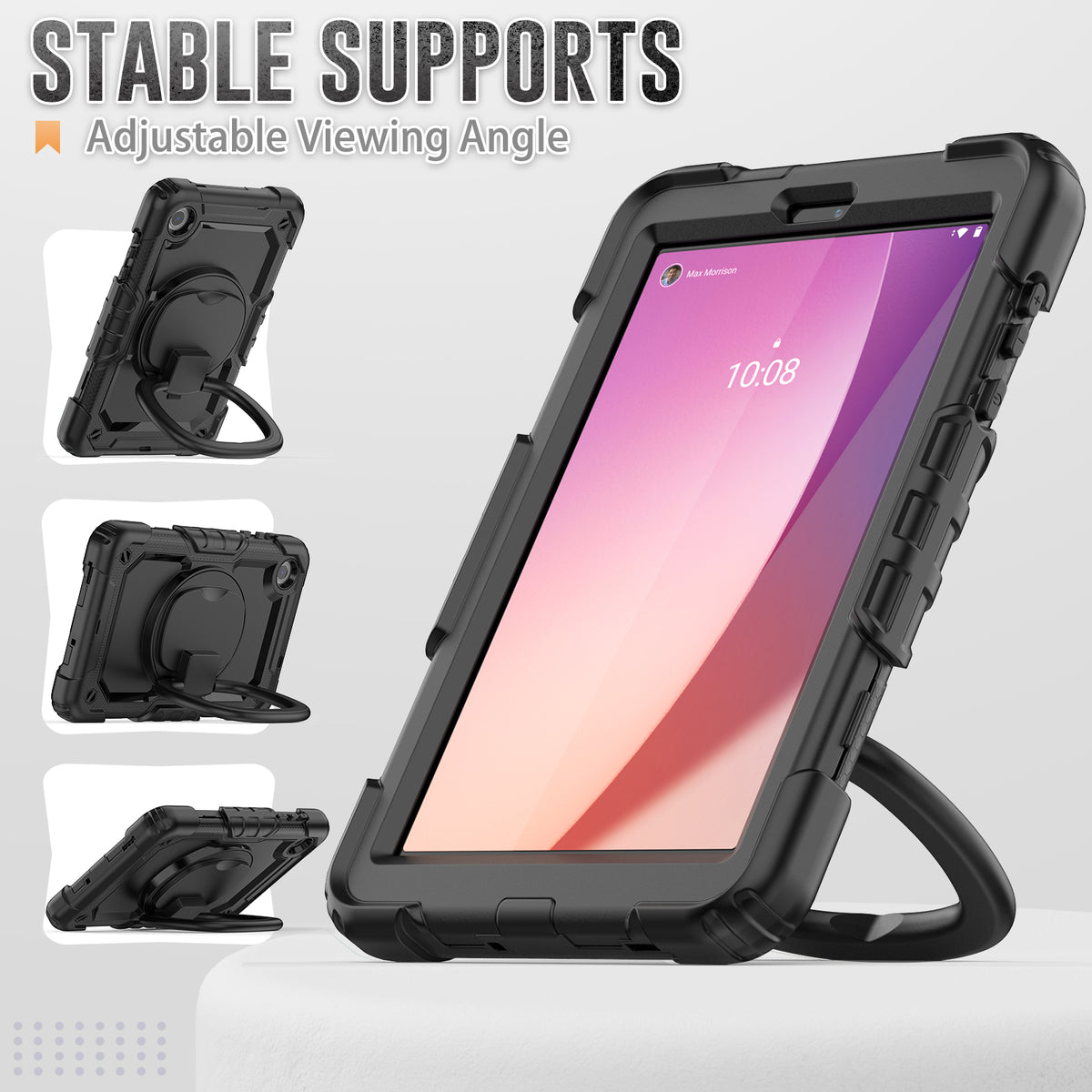 SEYMAC Lenovo Tab M8 (2nd/3rd Gen) 8 Inch Case with adjustable viewing angle and stable supports.