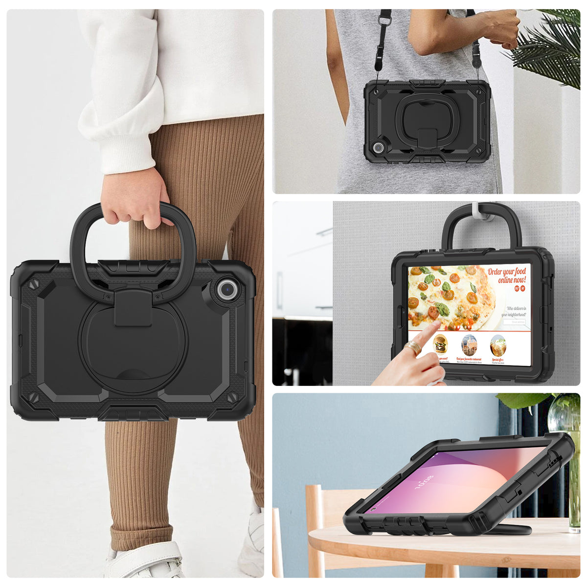 SEYMAC Lenovo Tab M8 (4th Gen) 8 Inch Case with 360° rotating handle and shoulder strap for added convenience.