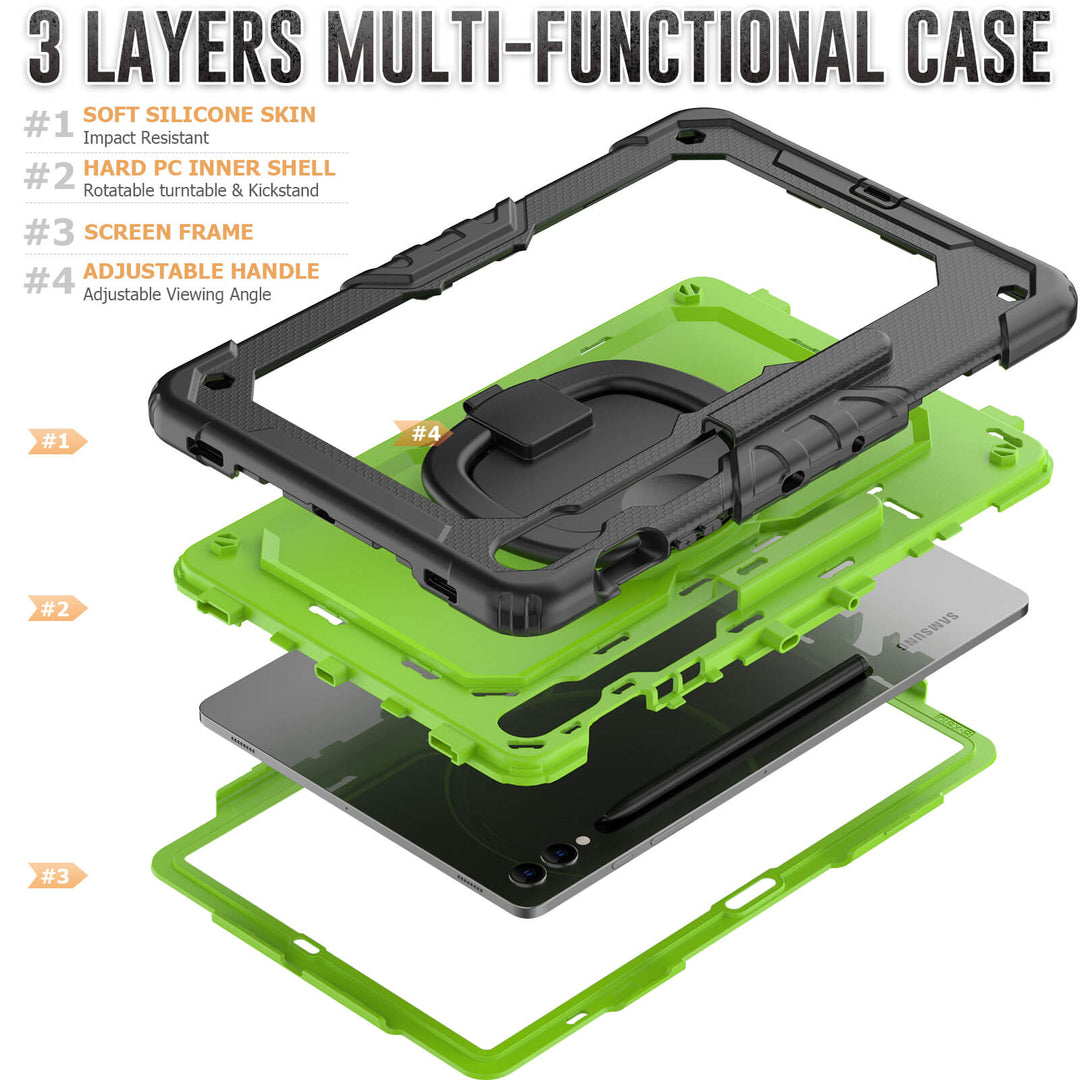 SEYMAC Case for Galaxy Tab S9 Plus | FORT-G PRO#color_greenyellow