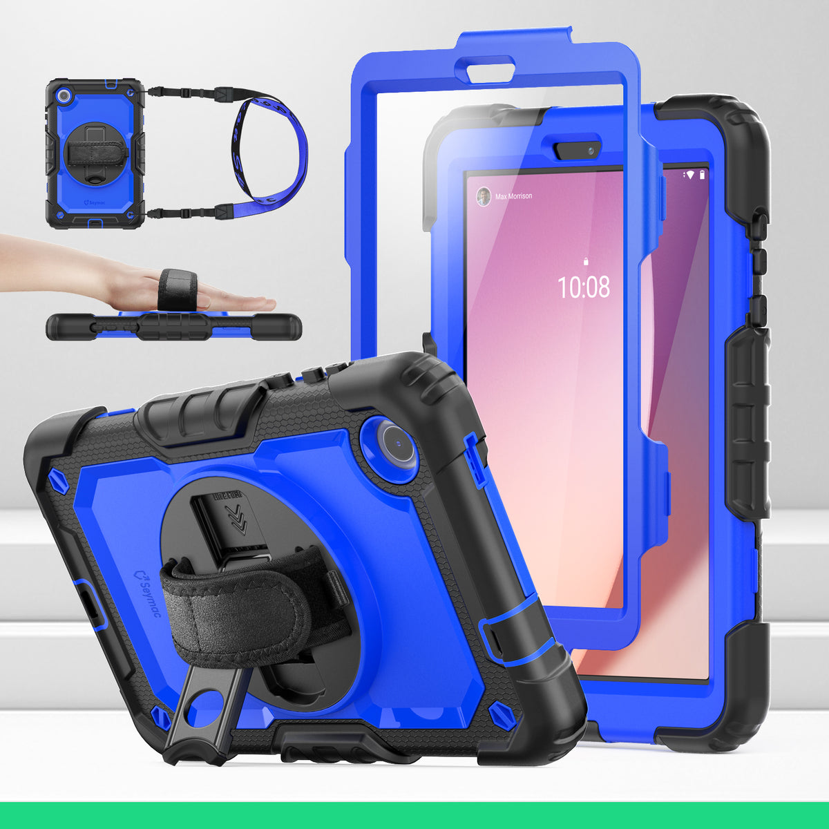 Lenovo Tab M8 (4th Gen) 8-Inch rugged case with hand strap, Blue