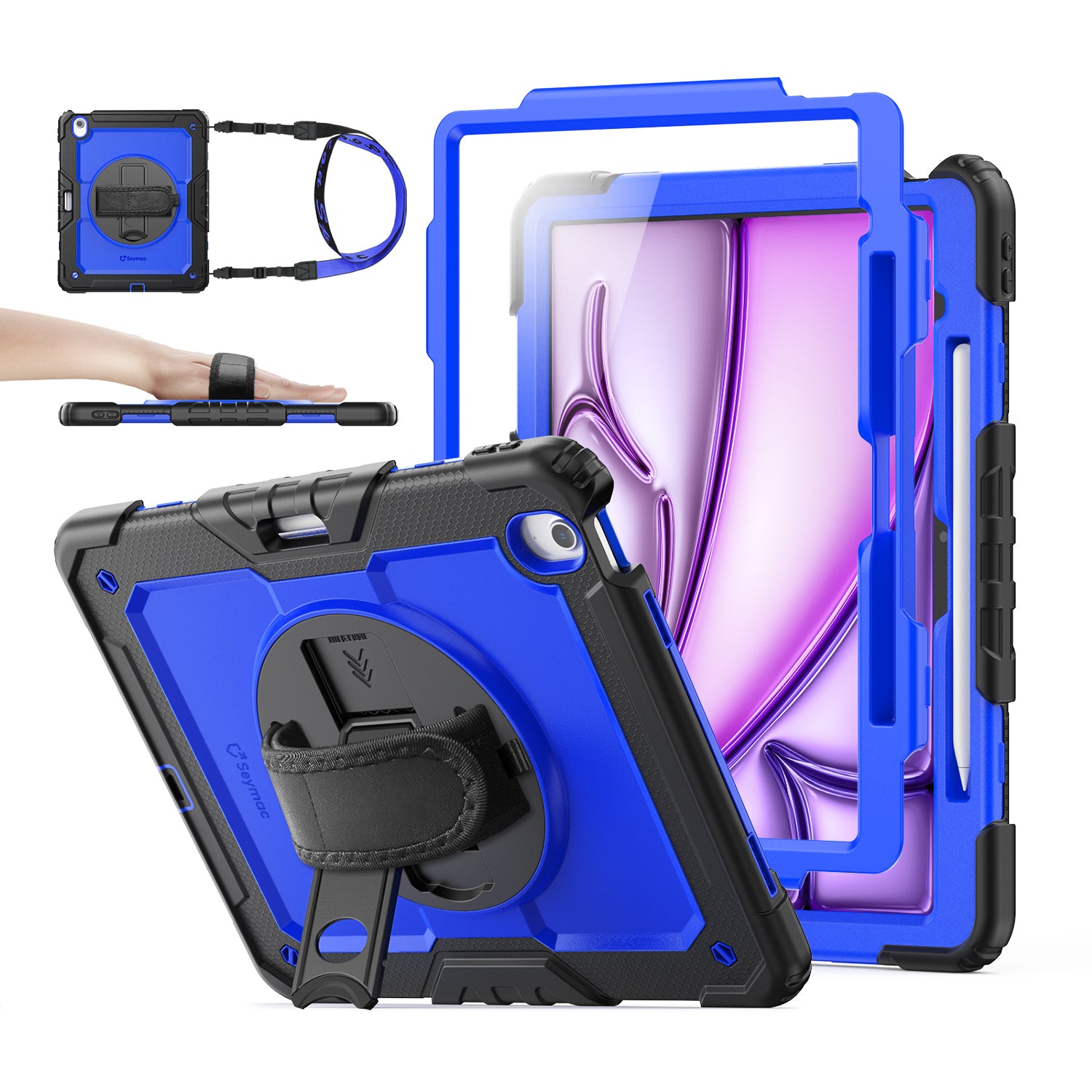 iPad Air 13-Inch (M4/M2/M3) Rugged Case with Adjustable Hand Strap