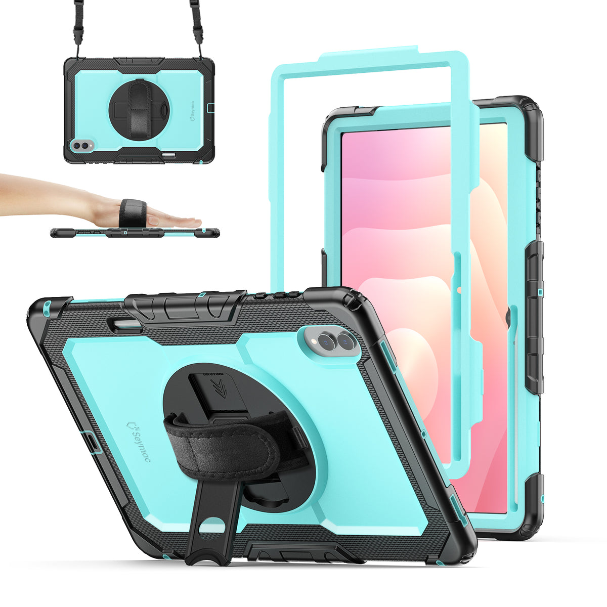Samsung Galaxy Tab S11 Ultra 14.6-Inch rugged case with hand strap, SkyBlue