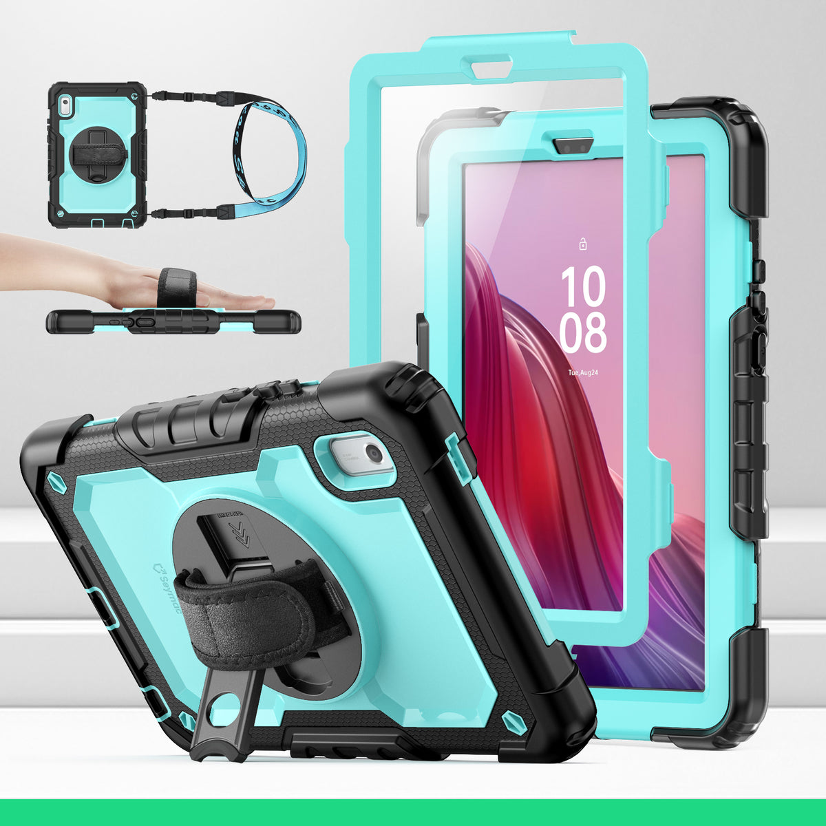 Lenovo Tab M9 9-Inch (2023) rugged case with hand strap, SkyBlue