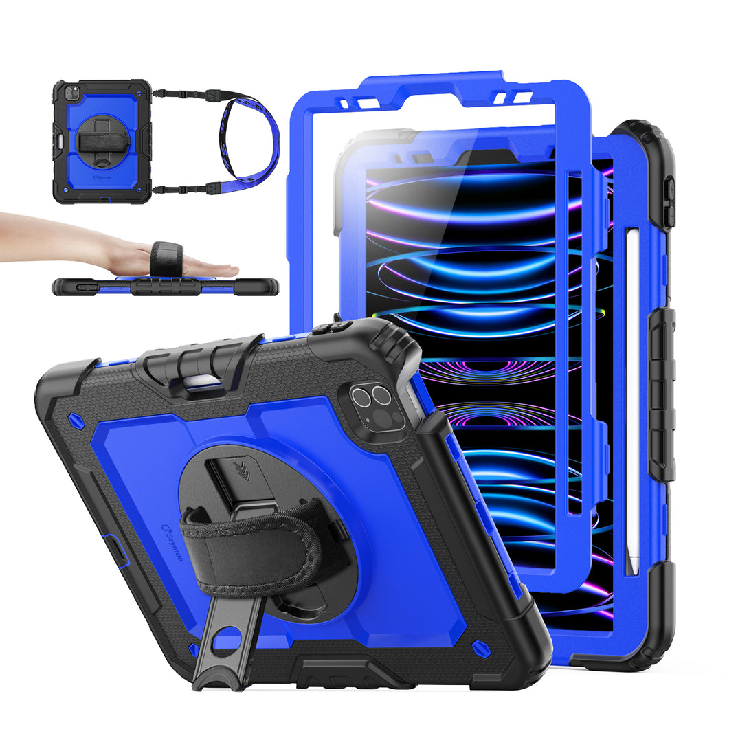 SEYMAC stock Custodia per iPad Pro 11 Pollici (M4) 5a Generazione 2024, Custodia Robusta con Proteggi Schermo/Porta Penne/Supporto Girevole a 360 Gradi/Cinturino da Polso/Tracolla, Nero SEYMAC stock Custodia per iPad Pro 11 Pollici (M4) 5a Generazione 2024, Custodia Robusta con Proteggi Schermo/Porta Penne/Supporto Girevole a 360 Gradi/Cinturino da Polso/Tracolla, Nero