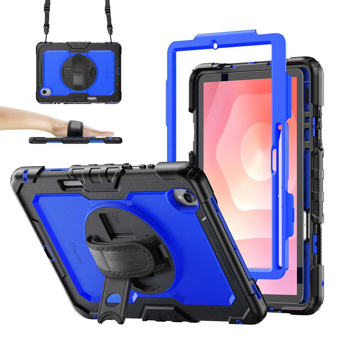 Samsung Galaxy Tab S11 11-Inch rugged case with hand strap, Blue