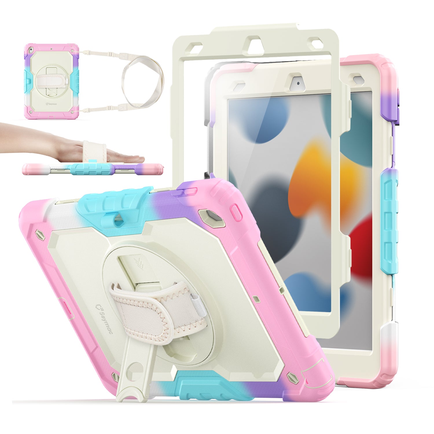 iPad 10.2 Inch 7th/8th/9th Gen Rugged Case with Adjustable Hand Strap