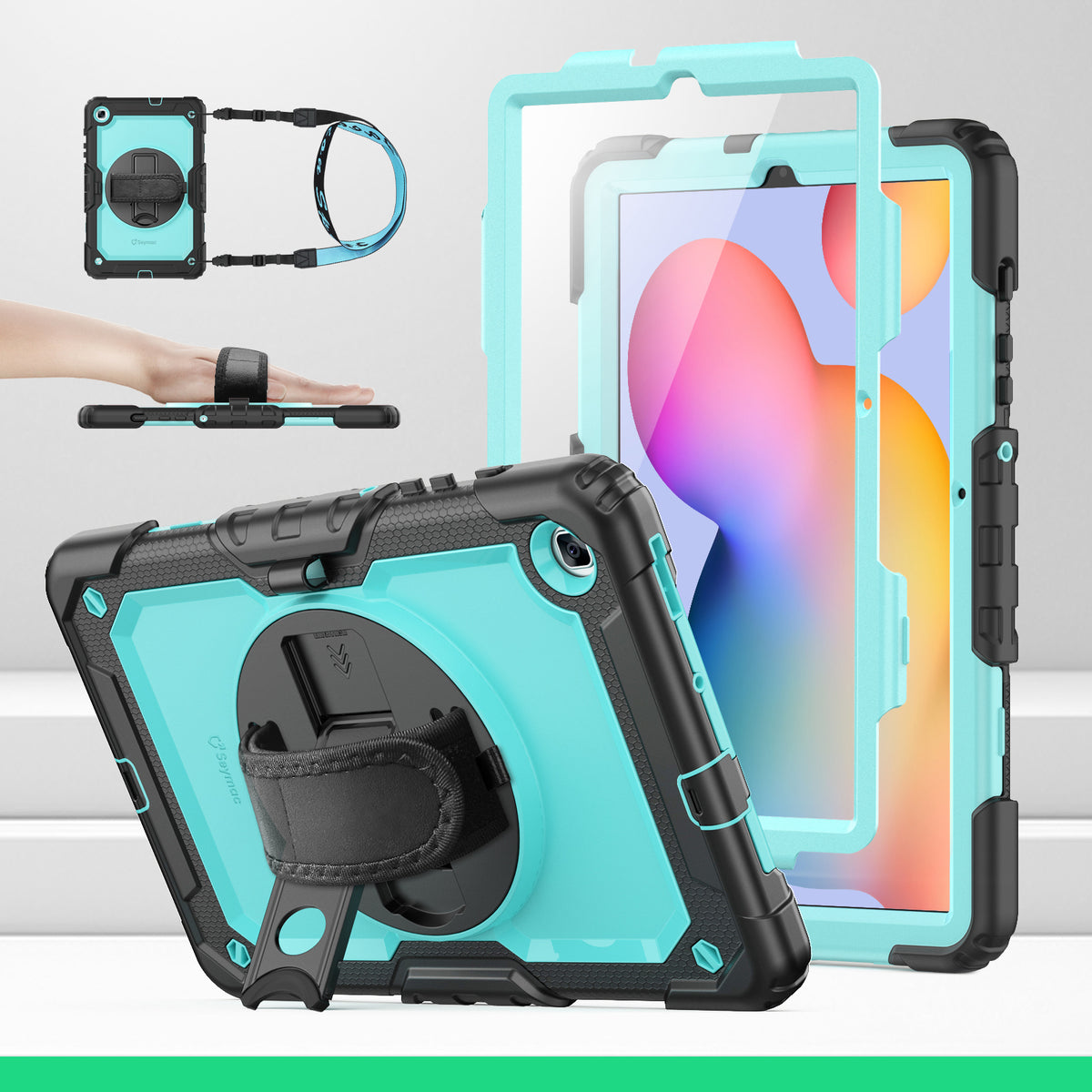 Samsung Galaxy Tab S6 Lite 10.4 Inch rugged case with hand strap, SkyBlue