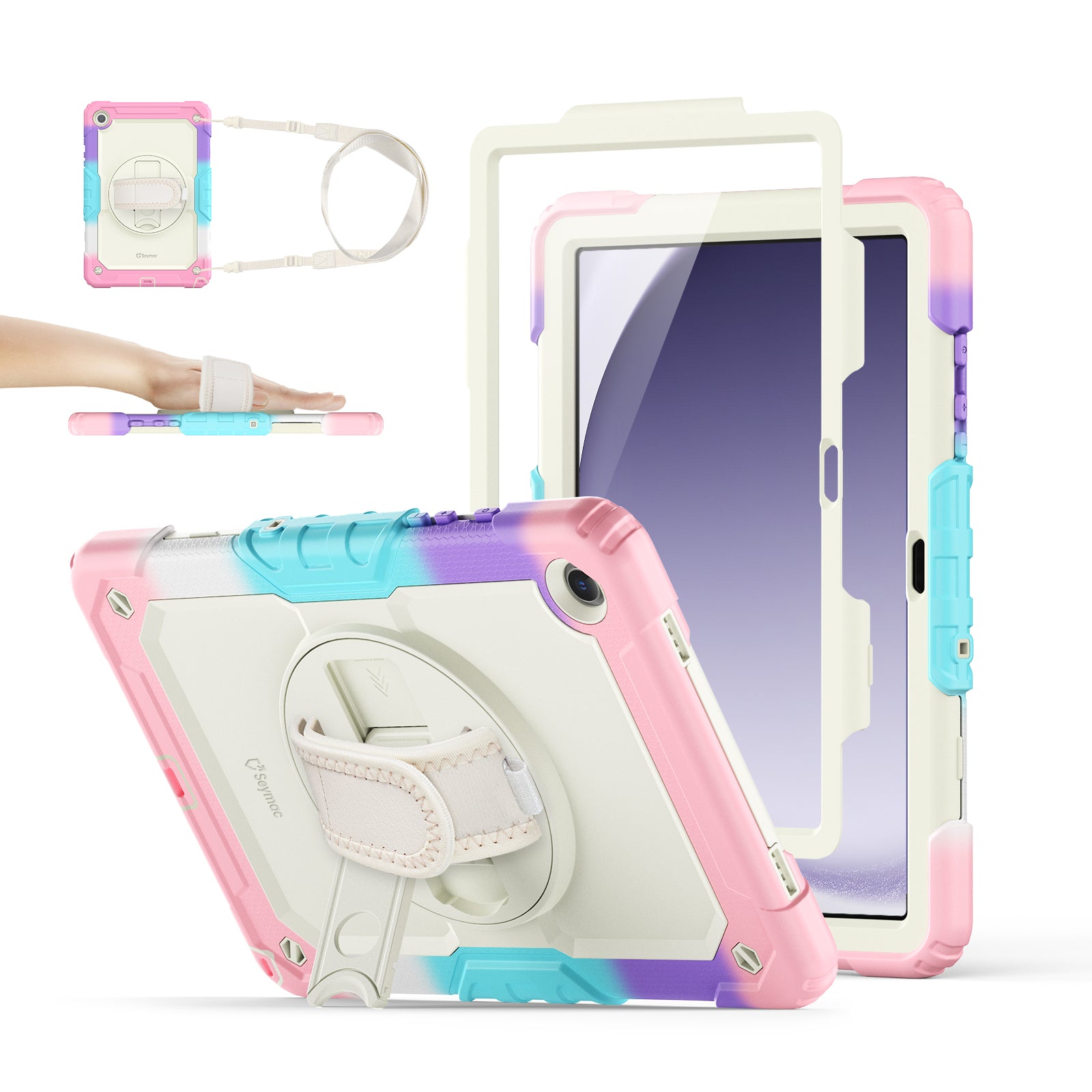 Samsung Galaxy Tab A9+ 11-Inch Rugged Case with Adjustable Hand Strap