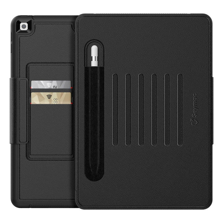 SEYMAC iPad 10.2 Inch Case (2019/2020/2021)-Leather-C Series-Black-SEYMAC
