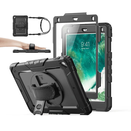 iPad Air (2nd Gen) 9.7-Inch rugged case with hand strap, black