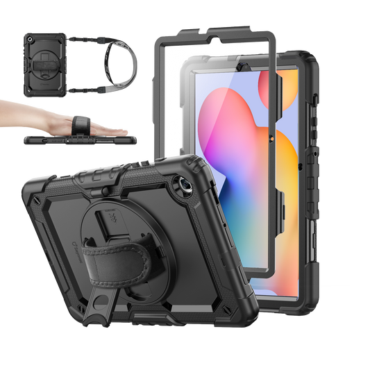 Samsung Galaxy Tab S6 Lite 10.4 Inch rugged case with hand strap, black