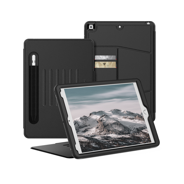 SEYMAC iPad 10.2 Inch Case (2019/2020/2021)-Leather-C Series-Black-SEYMAC