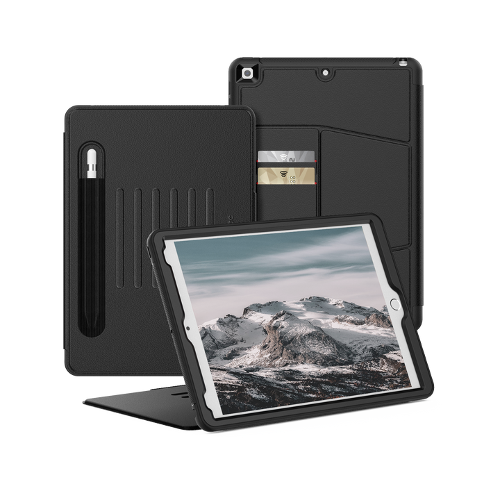 SEYMAC iPad 10.2 Inch Case (2019/2020/2021)-Leather-C Series-Black-SEYMAC