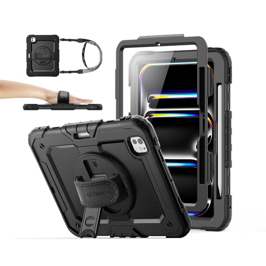 iPad Pro 11 Inch (M5/M4) rugged case with hand strap, black