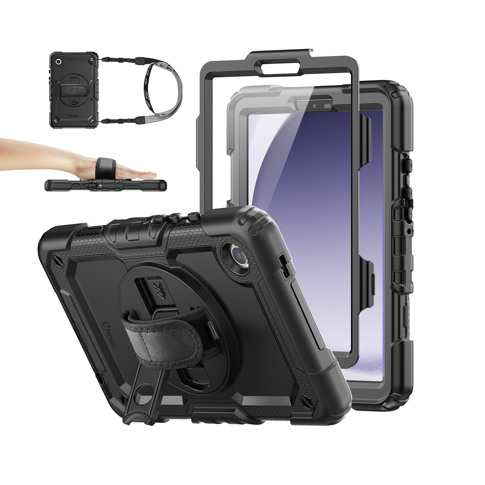 Samsung Galaxy Tab A9 8.7-Inch Rugged Case with Adjustable Hand Strap