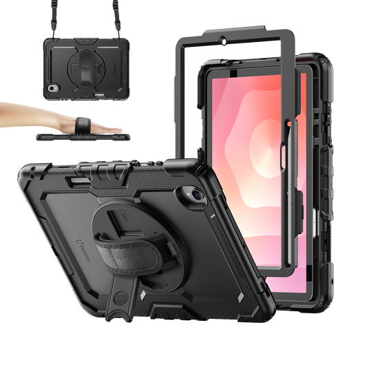 Samsung Galaxy Tab S11 11-Inch rugged case with hand strap, black
