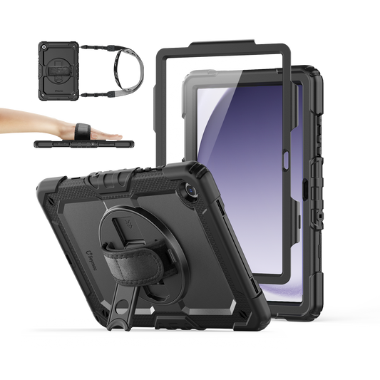 Samsung Galaxy Tab A11+ rugged case with hand strap, black