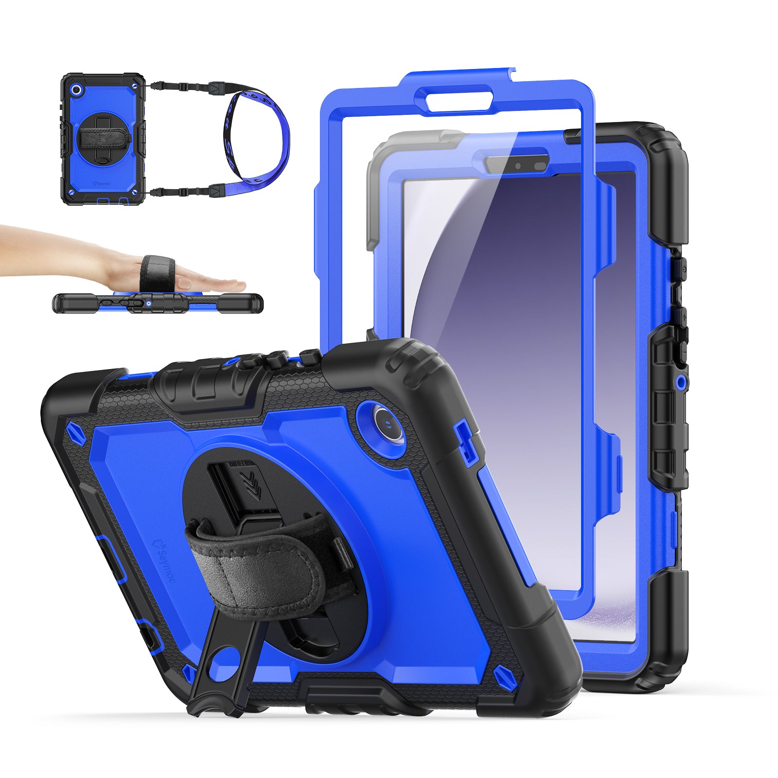 Samsung Galaxy Tab A9 8.7-Inch Rugged Case with Adjustable Hand Strap