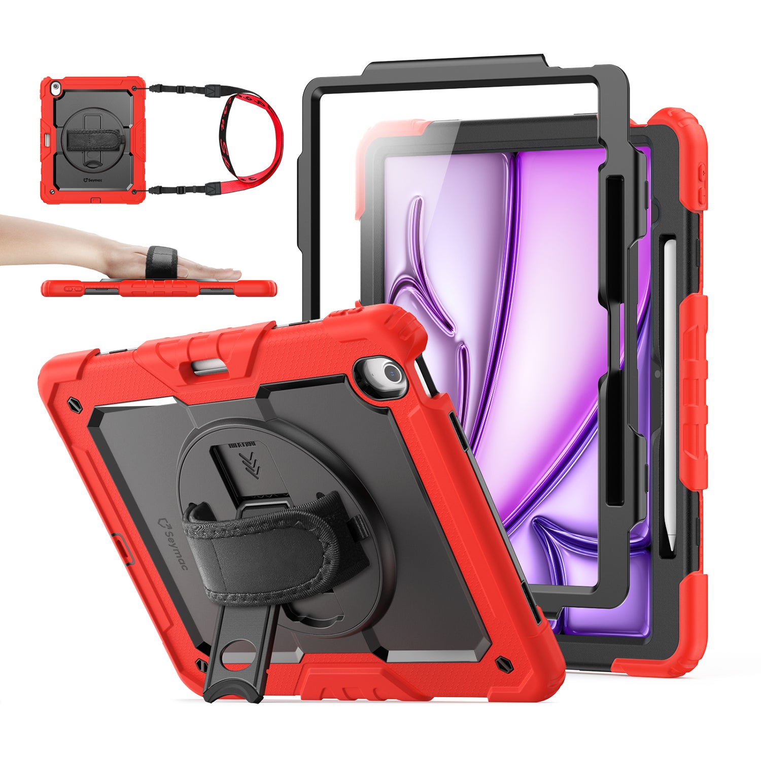 iPad Air 13-Inch (M4/M2/M3) Rugged Case with Adjustable Hand Strap