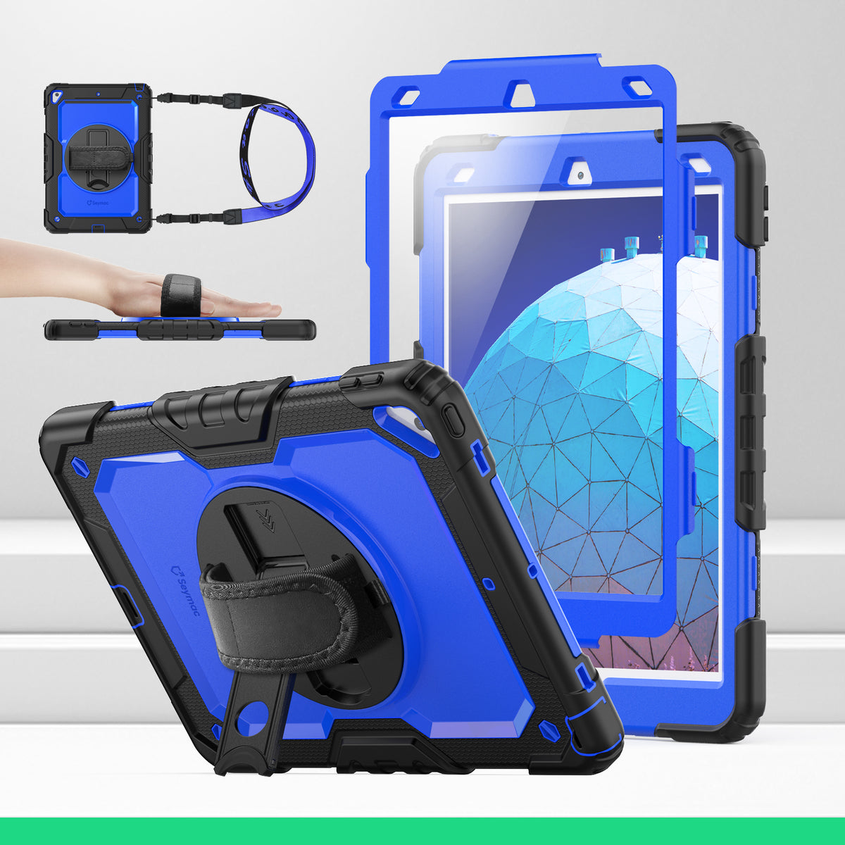 iPad Air (3rd Gen) 10.5-Inch rugged case with hand strap, Blue