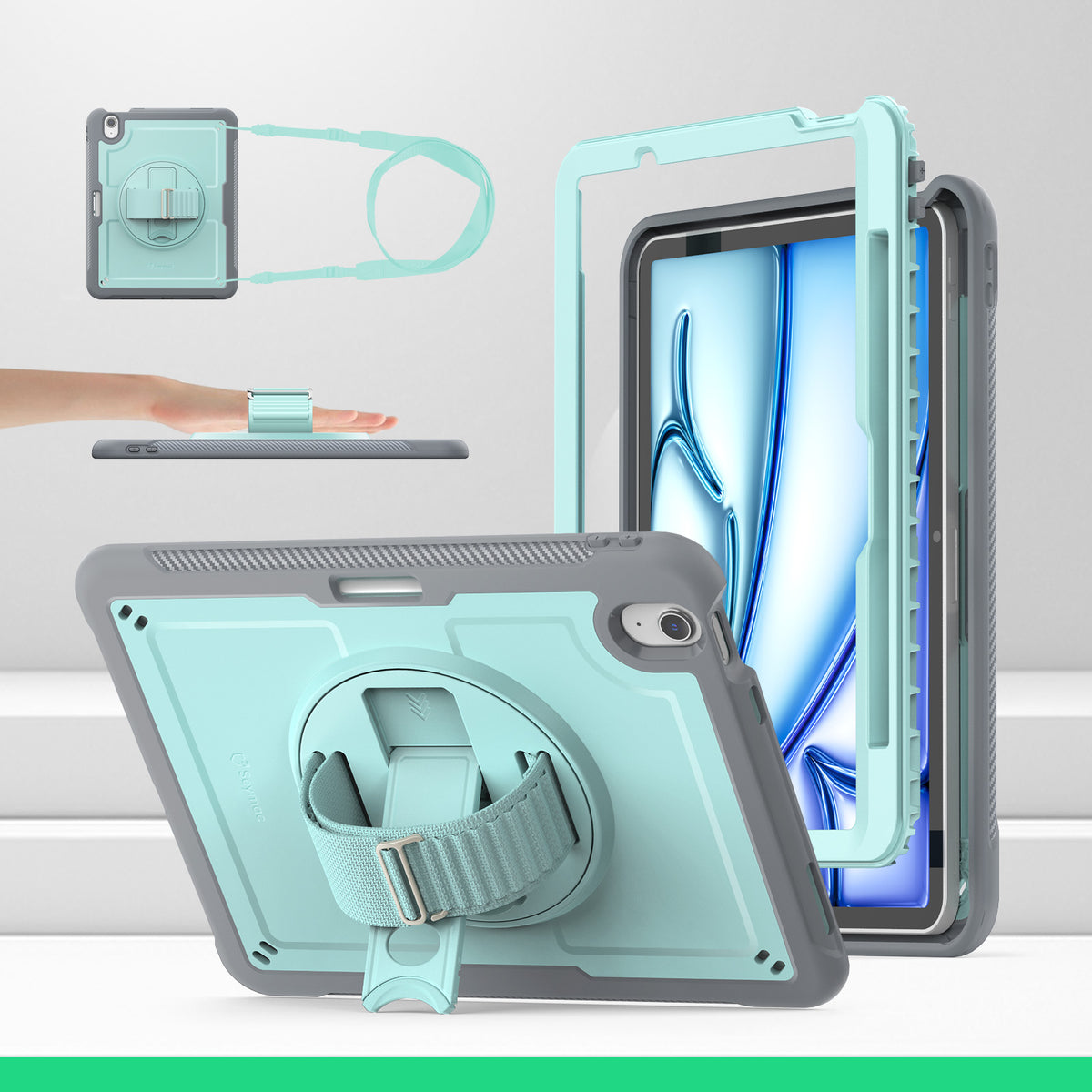 SEYMAC iPad Air 11 Inch Case (M2/M3) (2024/2025)-TPU-S Series-Turquoise Green-SEYMAC