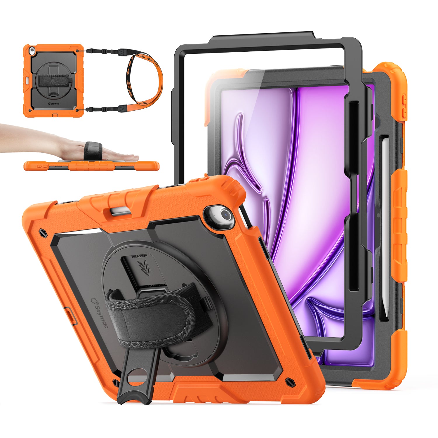iPad Air 13-Inch (M4/M2/M3) Rugged Case with Adjustable Hand Strap