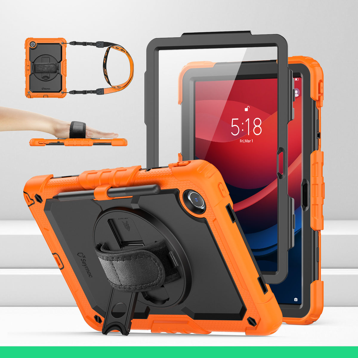 Lenovo Tab M11/K11/Idea Tab 11-Inch rugged case with hand strap, Orange