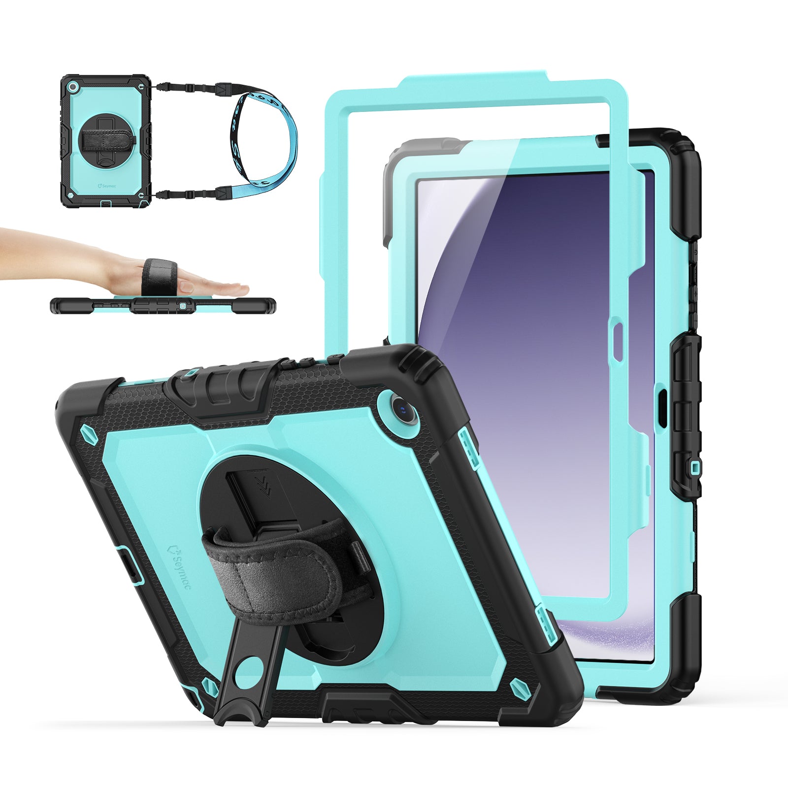 Samsung Galaxy Tab A9+ 11-Inch Rugged Case with Adjustable Hand Strap