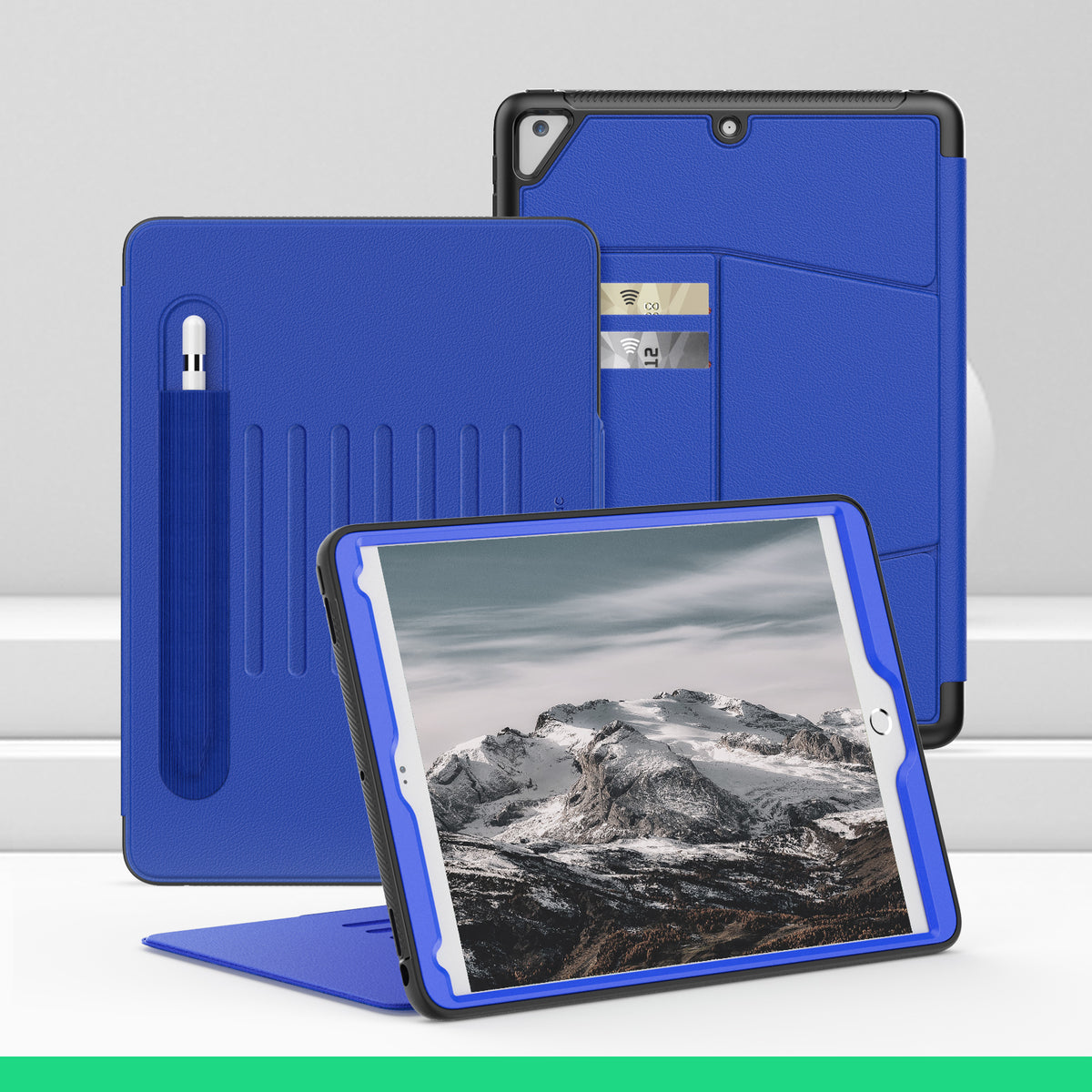 SEYMAC iPad Air 2nd Gen 9.7 Inch Case (2014)-Leather-C Series-Blue-SEYMAC