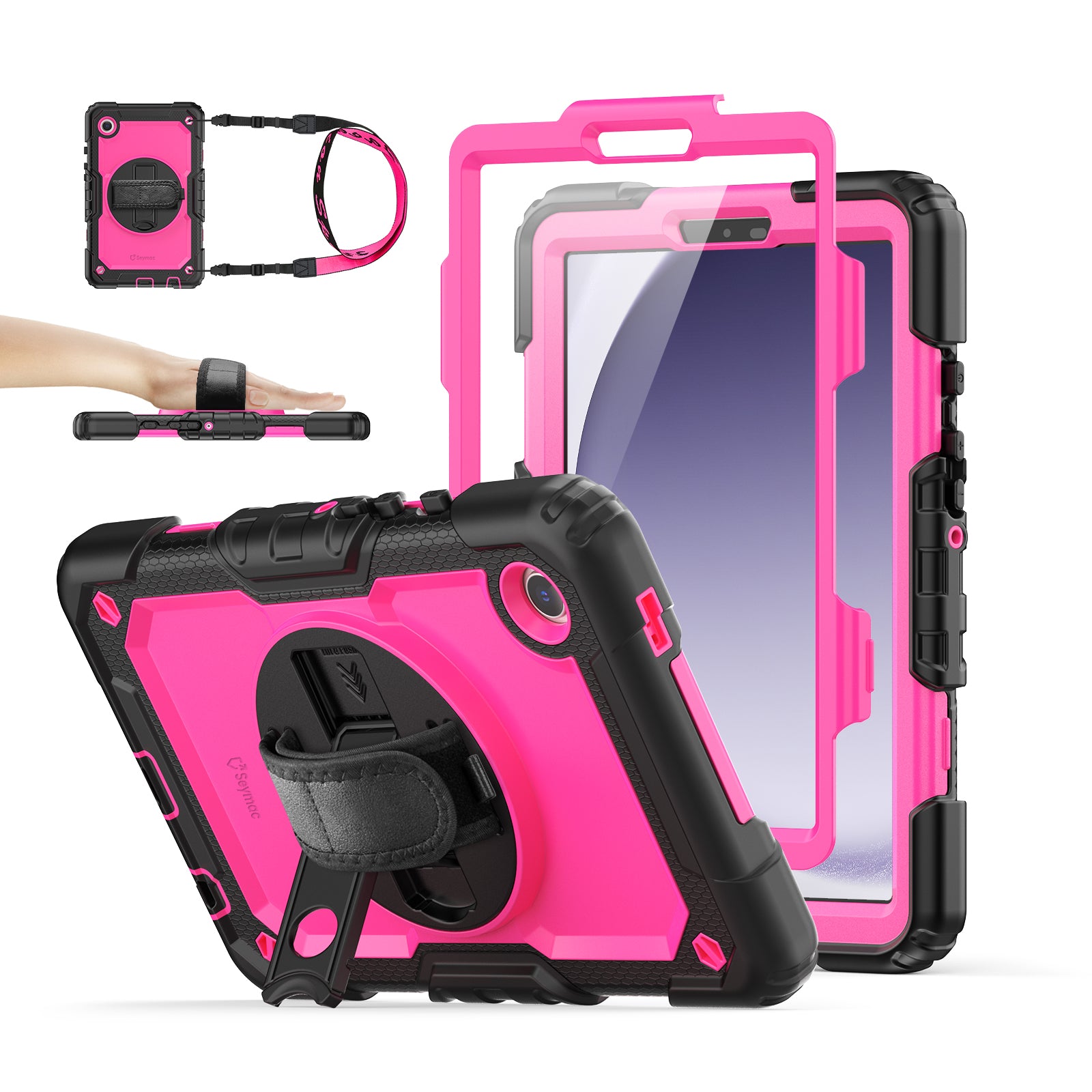 Samsung Galaxy Tab A9 8.7-Inch Rugged Case with Adjustable Hand Strap