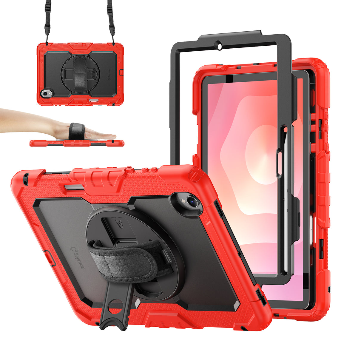 Samsung Galaxy Tab S11 11-Inch rugged case with hand strap, Red